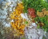 A picture of step 4 of Bharli Shevgyachya Shenganchi Bhaji (Stuffed Drumstick Fritters).