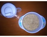 Foto langkah ke 5 dari resep Bubur Hati ayam, Sawi hijau + Tempe.