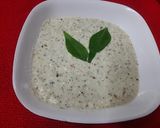 A picture of step 2 of Ragi dosa with sambar and chutney.