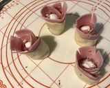 Une image de l'étape 6 de Roses aux deux jambons,mozzarella di buffala et basilic (feuilletés apéro).