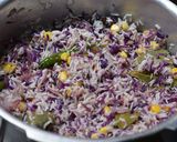 A picture of step 3 of Red cabbage and Sweet corn Pulav: One pot meal.