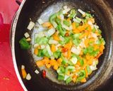 A picture of step 2 of Schezwan fried rice.