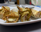 Foto del paso 4 de la receta: Crujientes de berenjena al horno rellenas de jamón y queso