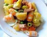 Foto del paso 11 de la receta Ensalada templada de patatas con langostinos y atún en conserva