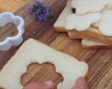 A picture of step 1 of Savoury Rosemary Flower Egg in a Hole.