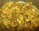 A picture of step 6 of Stuffed green moong dal cheela with paneer burji & cheese.