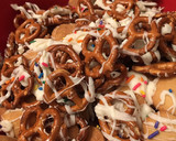 A picture of step 3 of Buddy the elf Chex mix.