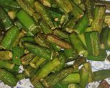 A picture of step 6 of Bhindi Gosht (okra).