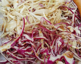 Foto del paso 3 de la receta: Ensalada de repollo y lombarda con vinagreta de naranja