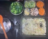 A picture of step 1 of Farfalle Casserole with Ham and Vegetables.