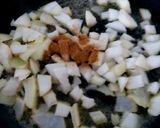 A picture of step 2 of My Hot Pork Curry in a lot of Curry Sauce with Rice 🤩.