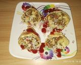 A picture of step 3 of Papad cone Sprouts chaat.