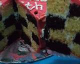 Sponge cake vanilla & coklat (Checkerboard cake) with Trick langkah memasak 23 foto