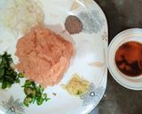 A picture of step 1 of Chicken' balls.