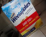 A picture of step 1 of Weetabix breakfast cereal.