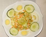 A picture of step 5 of Jollof rice with coleslaw.