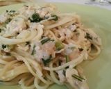 A picture of step 13 of Spaghetti with a 10-minute hot and tangy mushroom and ham sauce.