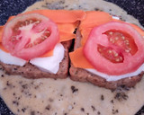 Foto del paso 2 de la receta: Sándwich de mozzarella, zanahoria y tomate envuelto en tortilla