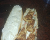 Foto del paso 4 de la receta: Bocadillo de tortilla de papas cocidas, bacalao y pimiento