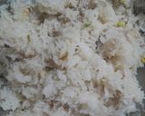 A picture of step 5 of Narali bhat (Coconut rice).