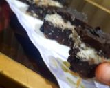 A picture of step 6 of 3 layered coconut 🥥 brownie sticks.