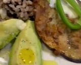 A picture of step 6 of Fry eggplant with rice and black beans.