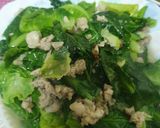 Hình bước làm 4 của món Cải xanh xào thịt heo băm
