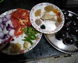 A picture of step 1 of Brinjal curry.