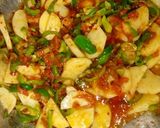 A picture of step 3 of Shimla mirchi aor allu.