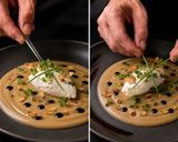Foto del passaggio 9 della ricetta Vellutata di Melanzane, Tartare (Quenelle) di Robiola e Mandorle Tostate