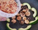 A picture of step 4 of My Buttered Salt n pepper Mushroomson,Advocado on bed of Spinach.