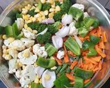 A picture of step 3 of Steam Veg with feta cheese.