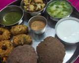 A picture of step 7 of Falahari thali (kuttu puri).