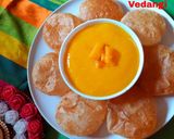 A picture of step 3 of Aamras Poori.