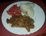 A picture of step 4 of Fried matumbo,ugali and kachumbari.