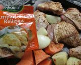 Foto del paso 1 de la receta Presas de pollo, papas y batatas con aderezo especial y margarina ligera