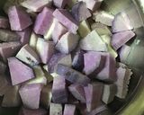 A picture of step 2 of Masala purple yam/kand.