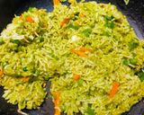 A picture of step 3 of Basil pesto pulao.