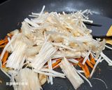 A picture of step 6 of Stir-Fried Spinach and Enoki Mushrooms with Shacha Sauce.