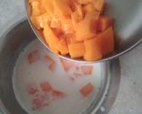 A picture of step 8 of Mango Boba Drink (with homemade mango bubbles).