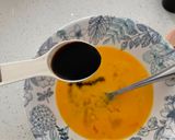 A picture of step 2 of Tamagoyaki or Japanese Omelette.