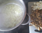 A picture of step 1 of Chestnut soup with cranberry topping.