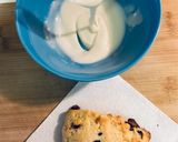 A picture of step 12 of SCONES with red berries & white chocolate chips!! 🍓🥛.