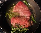 A picture of step 3 of Ranch Steak with Roast Mix Potatoes, Red Onions and Peppercorn Sauce.