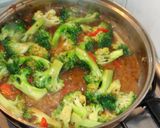 A picture of step 4 of Lomo Saltado with Broccoli.