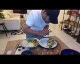 A picture of step 3 of Marinated Lamb saddle, citrus beet salad with Ranch dressing.
