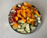 A picture of step 3 of Pasta with roasted vegetables and feta cheese salad.