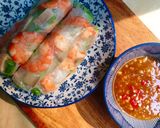 A picture of step 3 of Shrimp and Pork Spring Rolls with Fermented Anchovy Dipping Sauce.