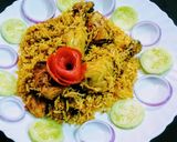 চিকেন দম বিরিয়ানী ইন মাইক্রোওয়েভ (Chicken dum biryani in microwave recipe in Bengali) রেসিপির ধাপ 7 ছবি