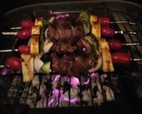 A picture of step 6 of Teriyaki Orange-Glazed Beef Kabobs.